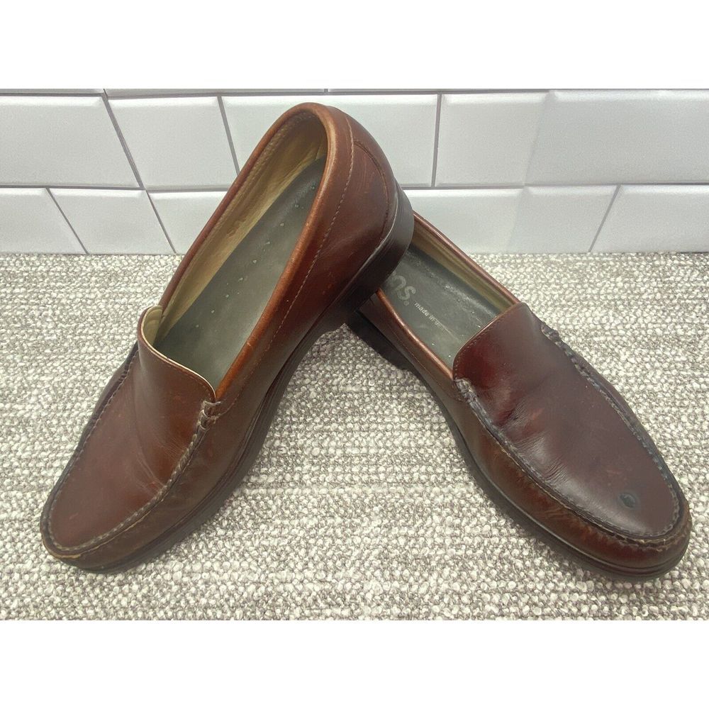 SAS Mens‎ 11.5 Brown Dress Shoes Slides Leather Dress Suit Attire Comfort S2